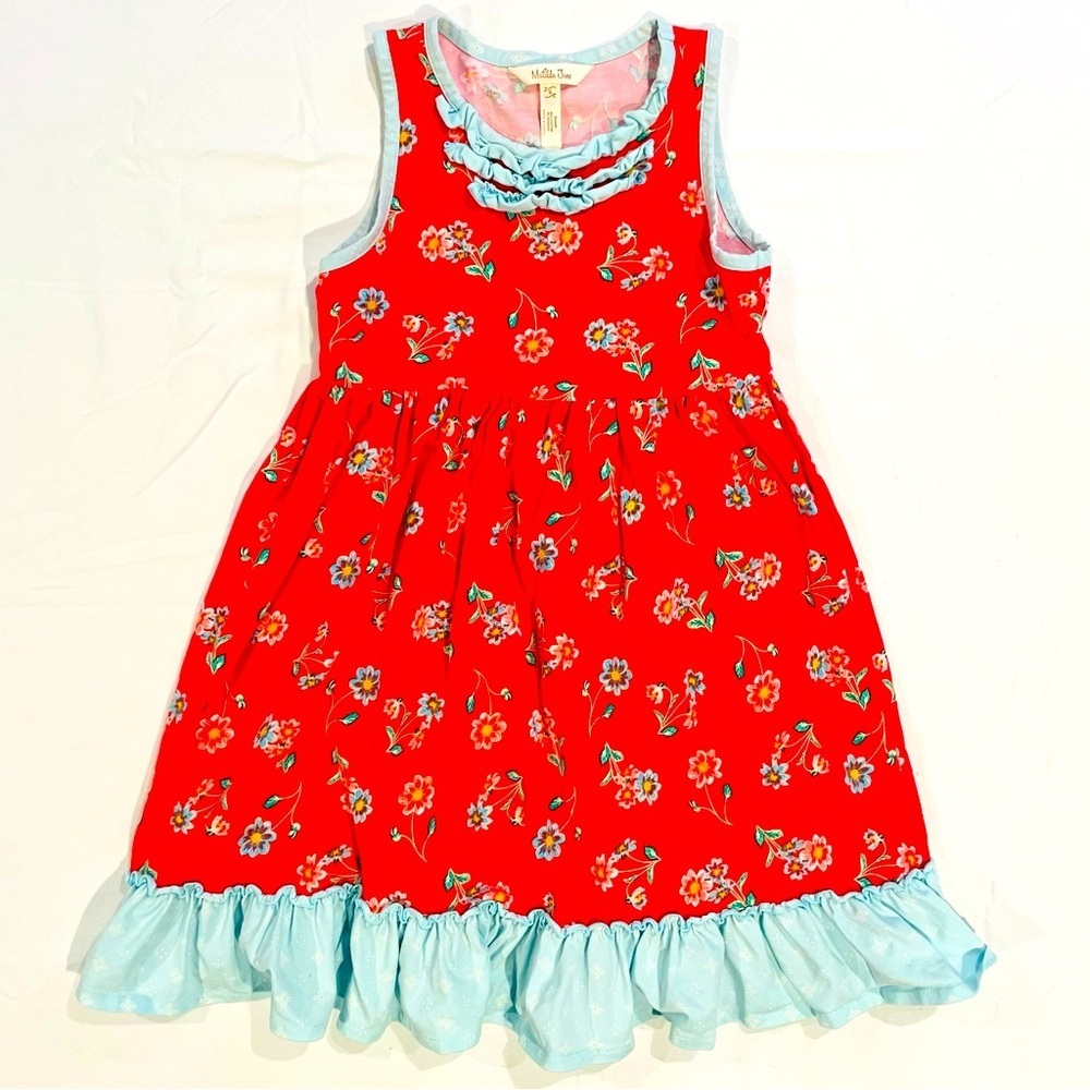 New Matilda Jane Dress Girls 8 Sleeveless Ruffle Floral Summer You’re a Firework
